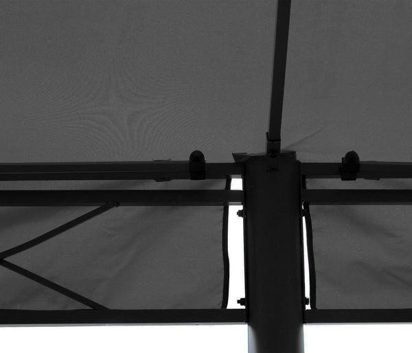 Pergola Pavillon 5x3m Grau mit Seitenwand & Moskitonetz Stabil