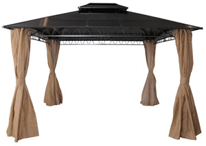Pergola Pavillon Aluminium mit Seitenwand & Moskitonetz 3,6x3m creme