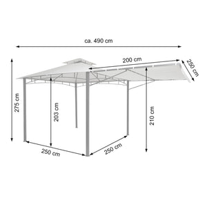 Pergola Pavillon Stahl bewegliche Seitenwand 2,5x2,5m grau