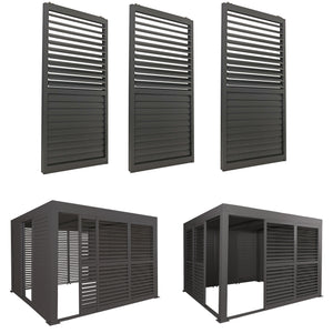 3er-Set Aluminium Schiebetür für Pergola, Lamellen, 206x272cm
