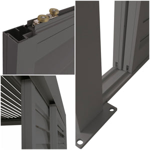 3er-Set Aluminium Schiebetür für Pergola, Lamellen, 206x272cm