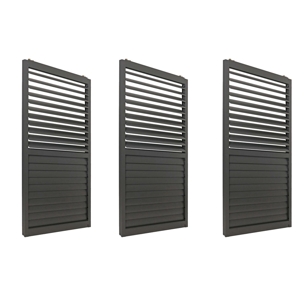 3er-Set Aluminium Schiebetür für Pergola, Lamellen, 206x272cm