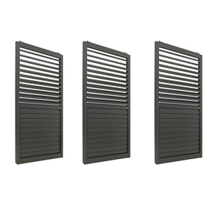 3er-Set Aluminium Schiebetür für Pergola, Lamellen, 206x272cm