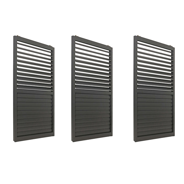 3er-Set Aluminium Schiebetür für Pergola, Lamellen, 206x272cm