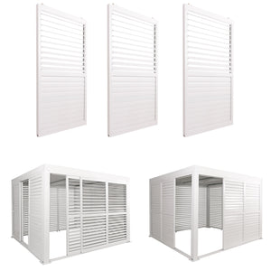 3er-Set Aluminium Schiebetür weiss für Pergola 206x272cm