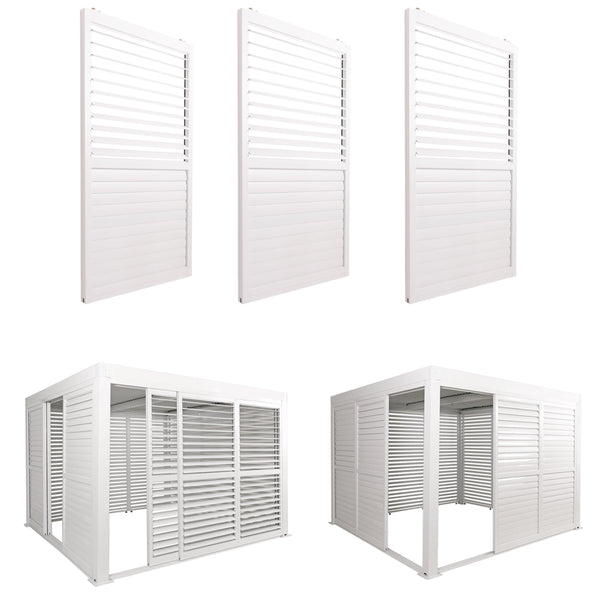 3er-Set Aluminium Schiebetür weiss für Pergola 206x272cm