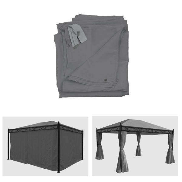 Seitenwand Set grau für Pergola 4x3m, Ersatz für Pavillon