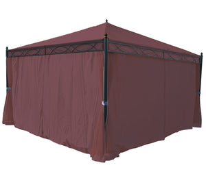 Seitenwände Set für Pergola 4x4m, Ersatz aus Polyester, rot-braun