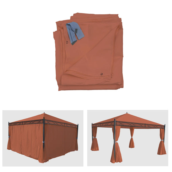 Seitenwand Set 4-teilig für Pergola 4x4m, Polyester terracotta