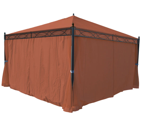 Seitenwand Set 4-teilig für Pergola 4x4m, Polyester terracotta