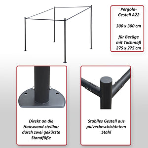 Stabile Stahl Pergola 3x3m Gartenpavillon Terrassenüberdachung