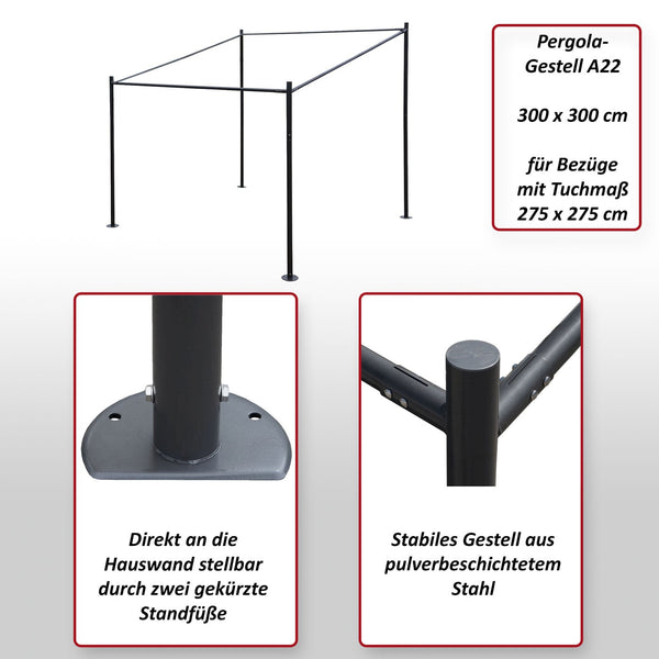 Stabile Stahl Pergola 3x3m Gartenpavillon Terrassenüberdachung