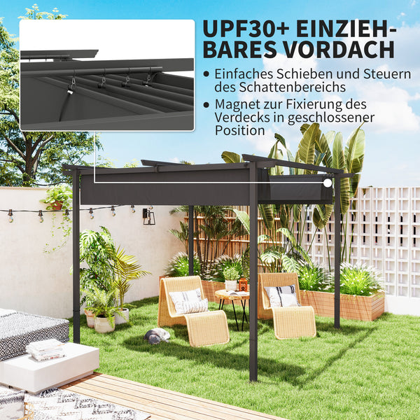 Pergola mit verstellbarem Dach Sonnenschutz für Garten Terrasse 3x3m