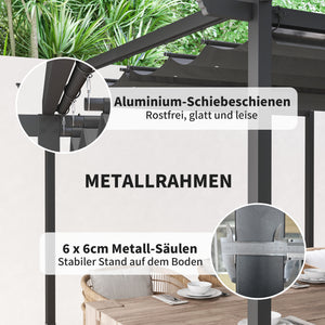 Pergola mit verstellbarem Dach Sonnenschutz für Garten Terrasse 3x3m