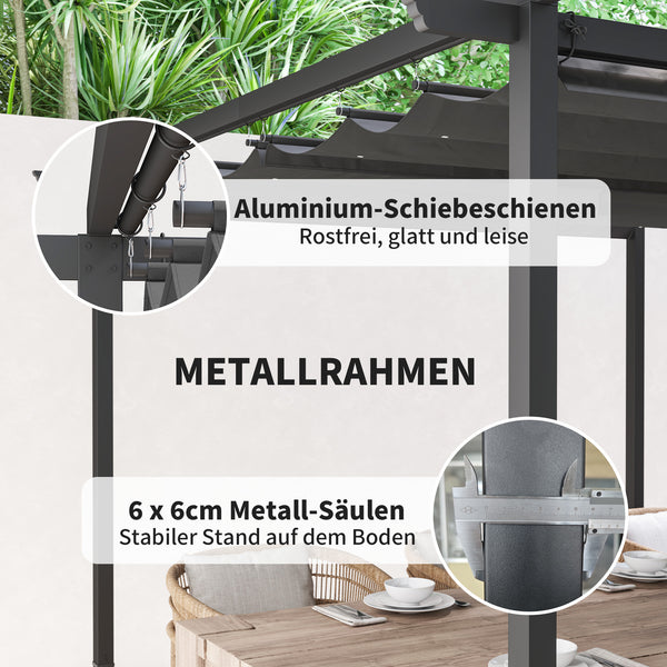 Pergola mit verstellbarem Dach Sonnenschutz für Garten Terrasse 3x3m