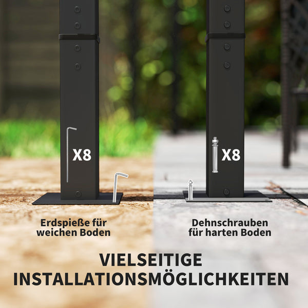 Pergola mit verstellbarem Dach Sonnenschutz für Garten Terrasse 3x3m