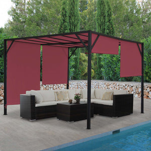 Pergola Village mit Schiebedach Bordeaux-Rot 3x3m – Stabiles Stahl-Gestell