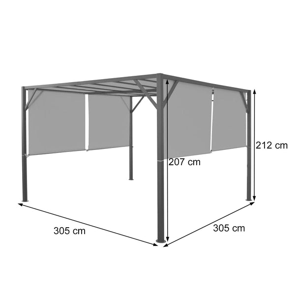 Pergola Village mit Schiebedach Bordeaux-Rot 3x3m – Stabiles Stahl-Gestell