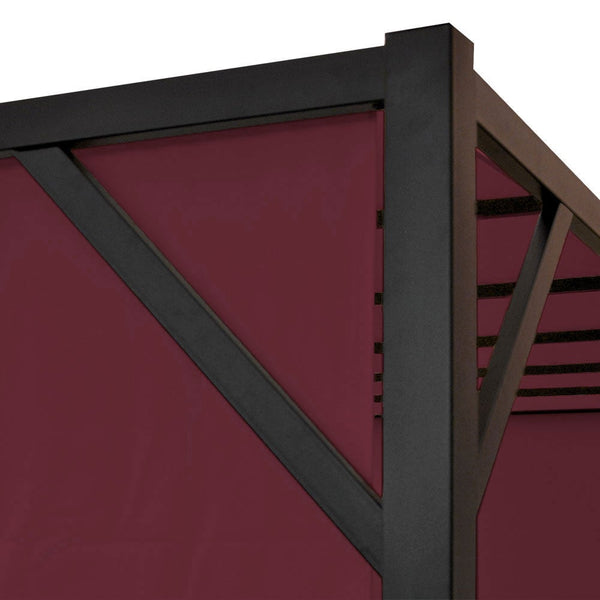 Pergola Village mit Schiebedach Bordeaux-Rot 3x3m – Stabiles Stahl-Gestell