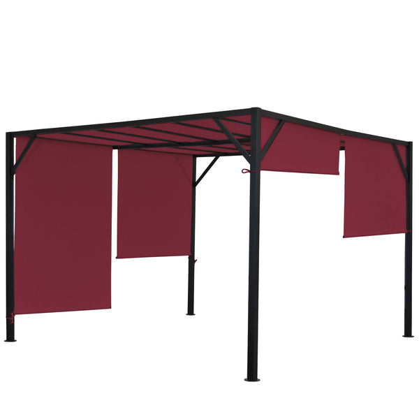 Pergola Village mit Schiebedach Bordeaux-Rot 3x3m – Stabiles Stahl-Gestell