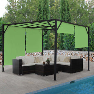 Pergola Village 4x4m mit Schiebedach grün, stabiles Stahlgestell