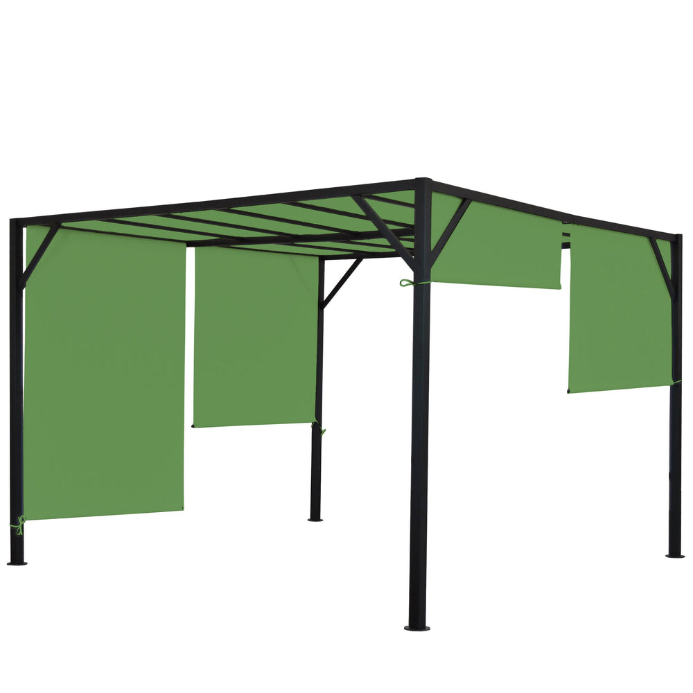 Pergola Village 4x4m mit Schiebedach grün, stabiles Stahlgestell