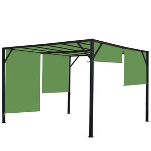 Pergola Village 4x4m mit Schiebedach grün, stabiles Stahlgestell