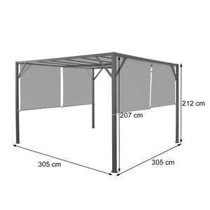 Pergola Village mit Schiebedach, 3x3m, Pavillon für Garten & Terrasse