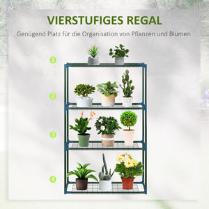Pflanzenregal Set für drinnen und draussen 4 Ebenen Metall grün