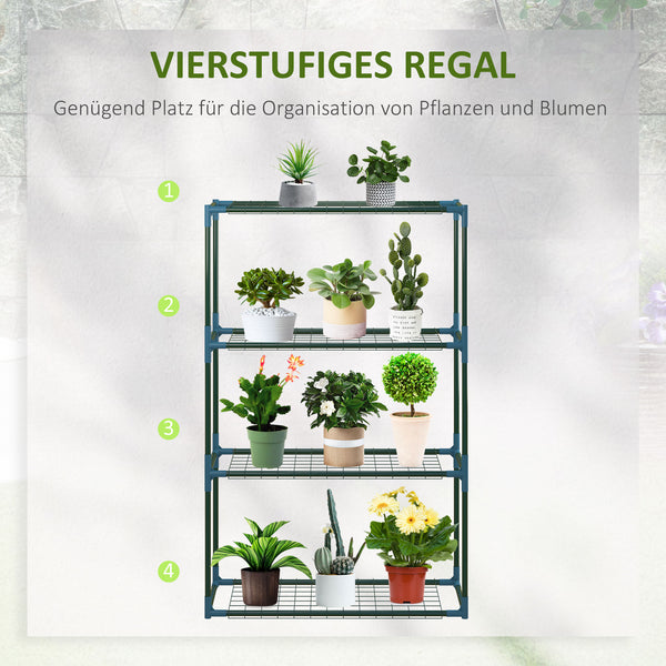 Pflanzenregal Set für drinnen und draussen 4 Ebenen Metall grün