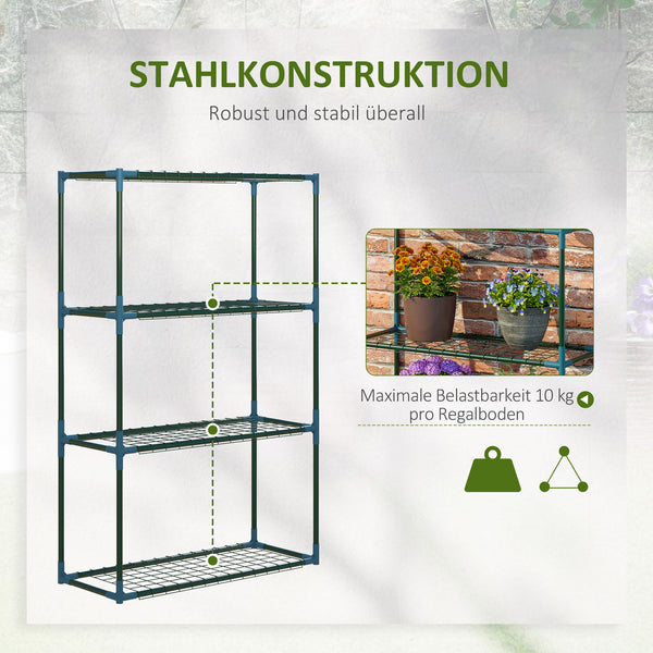 Pflanzenregal Set für drinnen und draussen 4 Ebenen Metall grün
