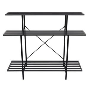 Pflanzenregal Blumentreppe Blumenständer 3 Ablagen Stahl 100x120x44cm schwarz