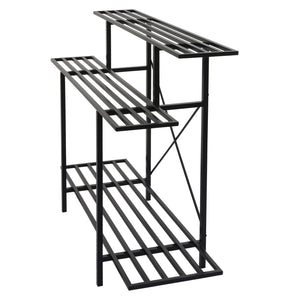 Pflanzenregal Blumentreppe Blumenständer 3 Ablagen Stahl 100x120x44cm schwarz