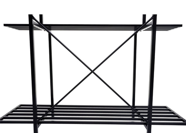 Pflanzenregal Blumentreppe Blumenständer 3 Ablagen Stahl 100x120x44cm schwarz