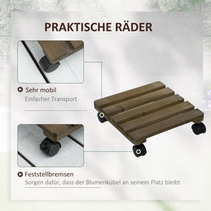 Pflanzenroller 2er-Set mit Bremsen für Pflanzen Dunkelbraun