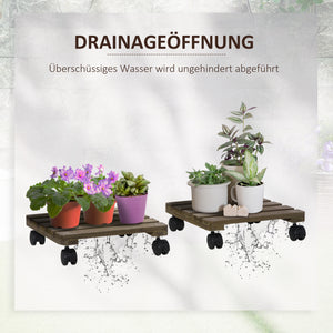 Pflanzenroller 2er-Set mit Bremsen für Pflanzen Dunkelbraun
