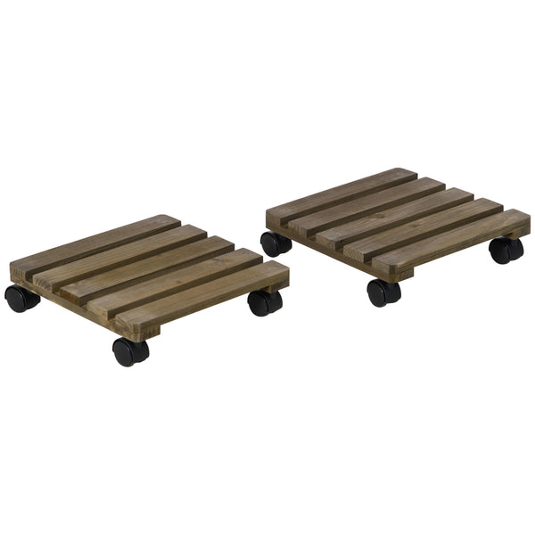 Pflanzenroller 2er-Set mit Bremsen für Pflanzen Dunkelbraun
