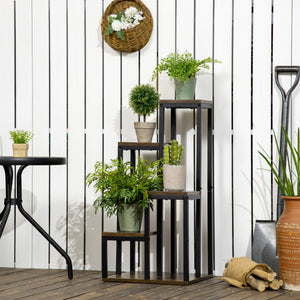 Pflanzenständer 4 Ebenen für Balkon & Garten Braun
