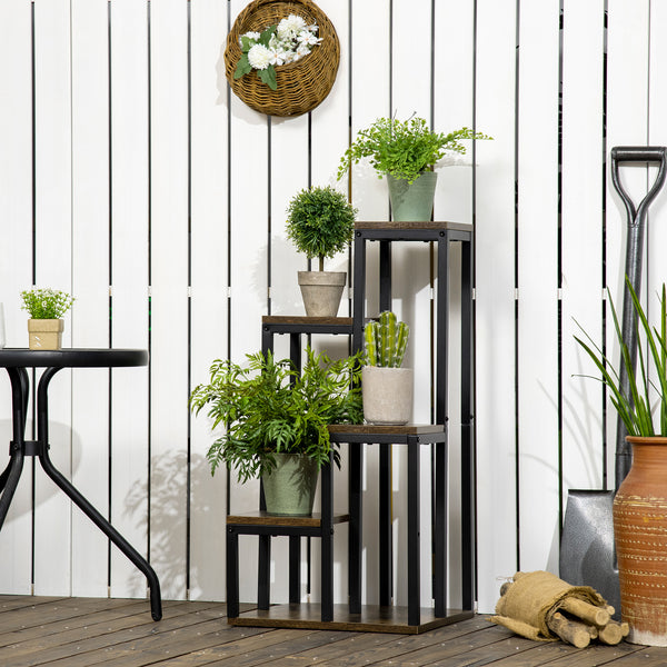Pflanzenständer 4 Ebenen für Balkon & Garten Braun