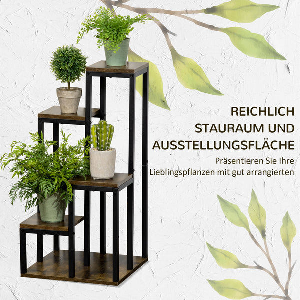 Pflanzenständer 4 Ebenen für Balkon & Garten Braun