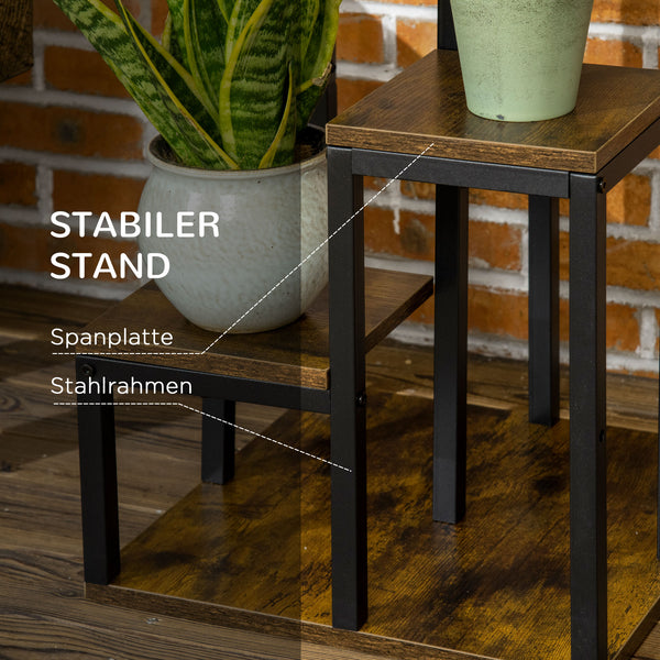 Pflanzenständer 4 Ebenen für Balkon & Garten Braun