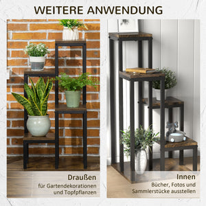 Pflanzenständer 4 Ebenen für Balkon & Garten Braun