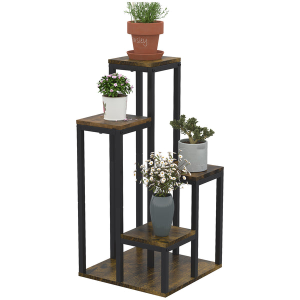 Pflanzenständer 4 Ebenen für Balkon & Garten Braun