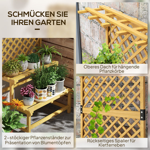 Pflanzenständer mit Spalier und 2 Etagen für Blumen Holz