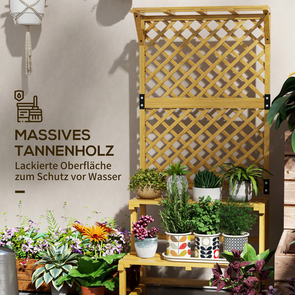 Pflanzenständer mit Spalier und 2 Etagen für Blumen Holz