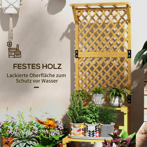 Pflanzenständer mit Spalier und Dach für Garten 2 Etagen Holz