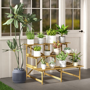 Pflanzentreppe 3 Stufen 120x80x78cm aus Tannenholz