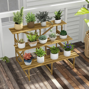 Pflanzentreppe 3 Stufen 120x80x78cm aus Tannenholz