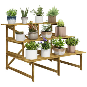 Pflanzentreppe 3 Stufen 120x80x78cm aus Tannenholz