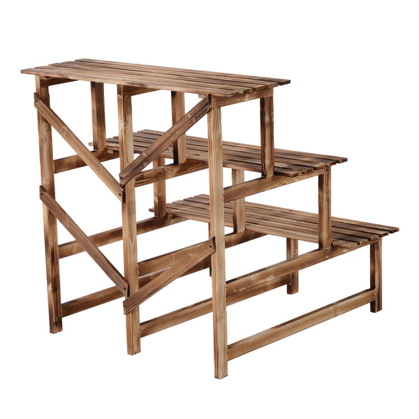 Pflanzentreppe 3 Stufen 80x80x78cm aus Tannenholz